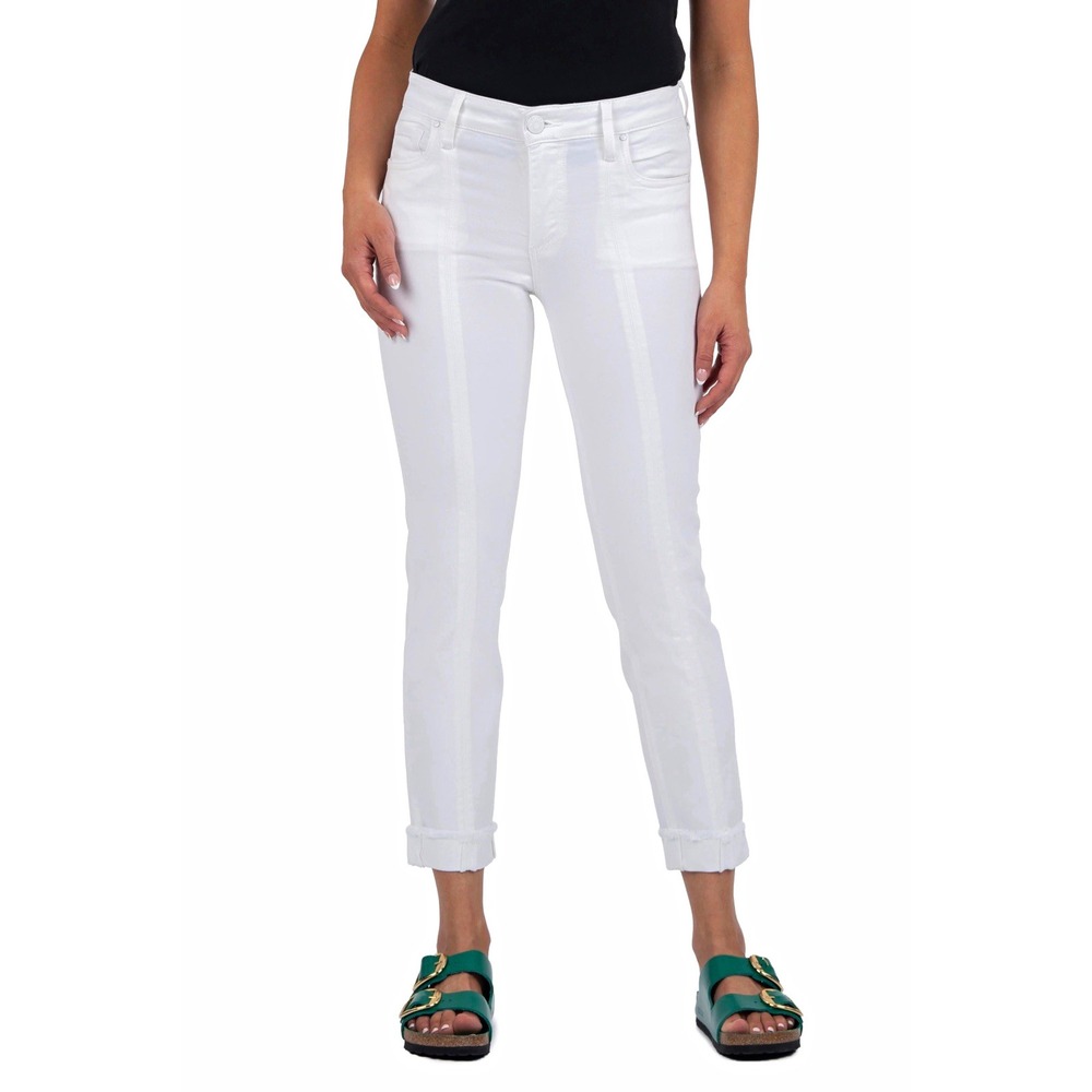 KUT from the Kloth NWT Amy Low Rise Crop Slim Straight Jeans Optic White Sz 8
